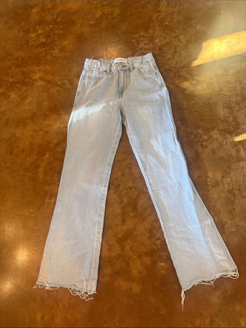 Flying Monkey Light Blue Flare Jeans - Frayed Hem